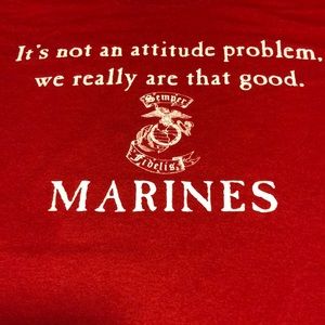 Marines “no attitude” graphics humor logo t-shirt
